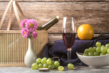 Ripe grapes and delicious wine