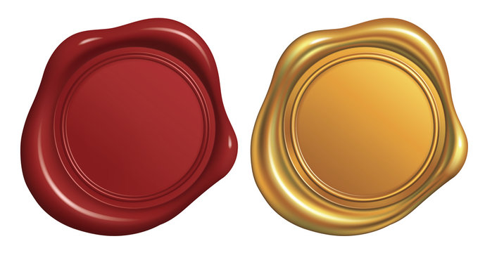 Wax Seal Stamp, Red and Golden_Vector EPS 10