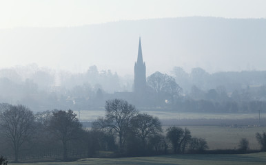 Fototapeta premium English Church in Morning Mist