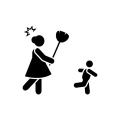 Broom, angry, child, mother icon. Element of parent icon. Premium quality graphic design icon. Signs and symbols collection icon for websites, web design