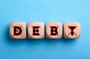 Wooden Blocks With No Debt Concept