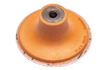 Quick change discs holder on white bsckgrounf. Roloc holder. Isolated on white.