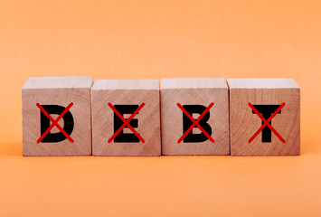 Wooden Blocks With No Debt Concept