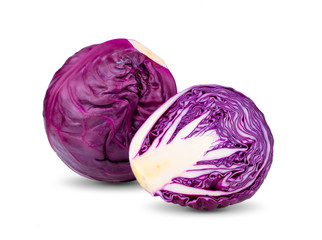 Fototapeta premium fresh red cabbage isolated on white background. full depth of field