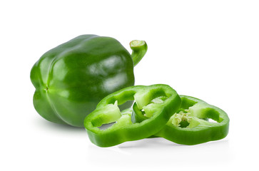 Green pepper full depth of field on white background