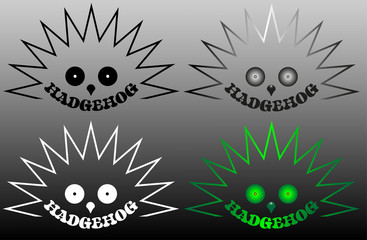 hedgehog minimalist logo in various versions with the inscription