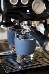 Making an espresso coffee at home in a glass keep cup with silicon sleeve and lid makes an environmentally friendly choice when compared to a cafe - almost zero waste and the most eco warrior choice.