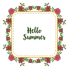 Vector illustration design artwork red wreath frame for greeting card hello summer