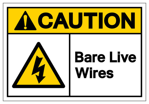 Caution Bar Live Wires Symbol Sign, Vector Illustration, Isolate On White Background Label. EPS10