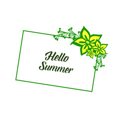 Vector illustration texture yellow flower frame with decorative hello summer
