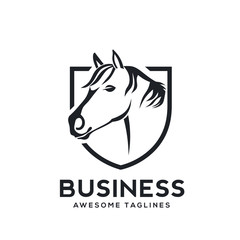 creative Horse Shield Logo Symbol vector Design Illustration