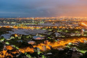 Obraz premium Night aerial view of the Yilan cityscape