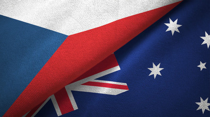Czech Republic and Australia two flags textile cloth, fabric texture