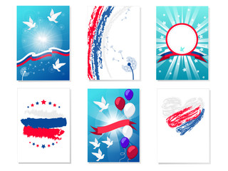 Happy Russia Day gift cards template