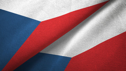 Czech Republic two flags textile cloth, fabric texture