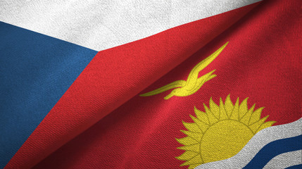 Czech Republic and Kiribati two flags textile cloth, fabric texture