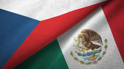 Czech Republic and Mexico two flags textile cloth, fabric texture