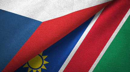 Czech Republic and Namibia two flags textile cloth, fabric texture