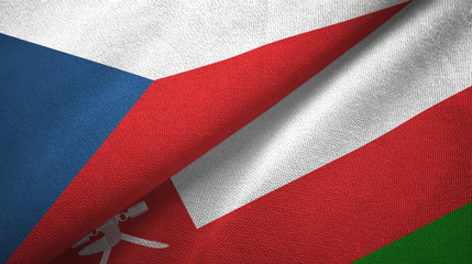 Czech Republic and Oman two flags textile cloth, fabric texture