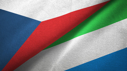 Czech Republic and Sierra Leone two flags textile cloth, fabric texture