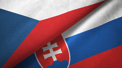 Czech Republic and Slovakia two flags textile cloth, fabric texture
