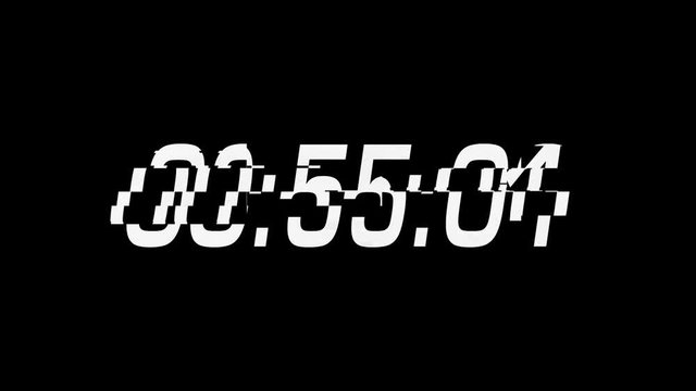 Time 1010: Timecode countdown glitch malfunction real time one minute 24 fps.