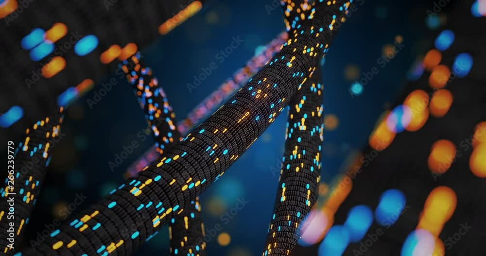 Poster Big data cloud computing internet of things IOT AI network technology. Seamless loop 4K VJ background. Data center digital code futuristic information technology. 3D rendering