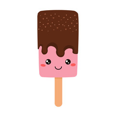 Ice cream cone doodle in bright cartoon style on a white background