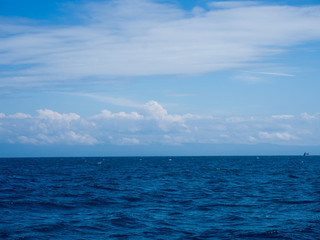 Landscape of sea horizon seascape under blue sky