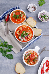 Thick vegetable soup with pasta