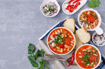 Thick vegetable soup with pasta