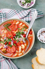 Thick vegetable soup with pasta