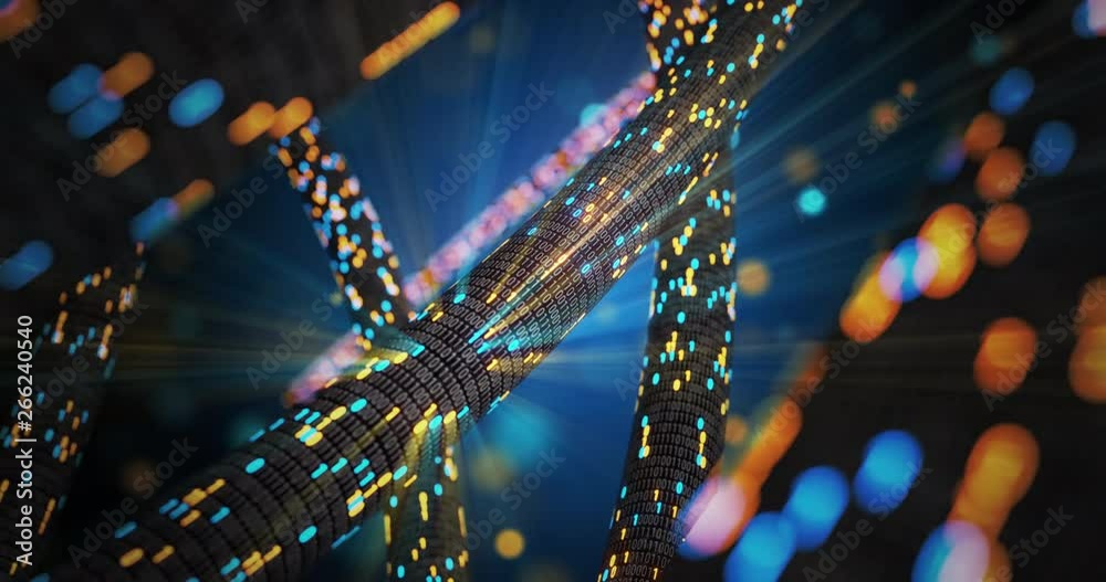Poster Big data cloud computing internet of things IOT AI network technology. Seamless loop 4K VJ background. Data center digital code futuristic information technology. 3D rendering