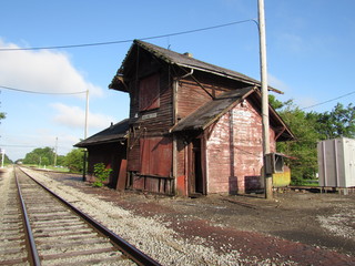 Fototapeta na wymiar Old wooden train station