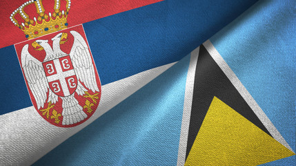 Serbia and Saint Lucia two flags textile cloth, fabric texture