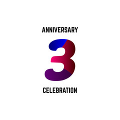 3 Year Anniversary Celebration Logo Vector Template Design Illustration