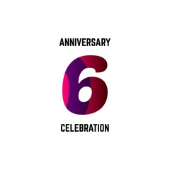 6 Year Anniversary Celebration Logo Vector Template Design Illustration