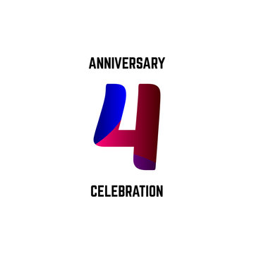 4 Year Anniversary Celebration Logo Vector Template Design Illustration