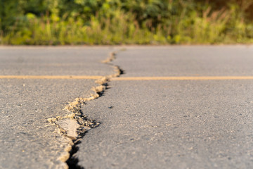 Broken and crack road, Selective focus.