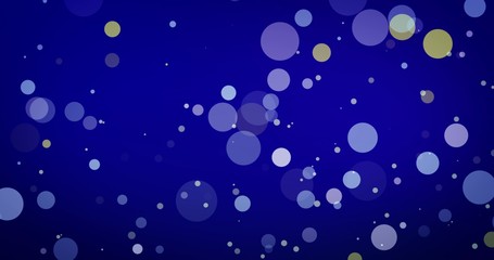 Golden confetti and bokeh lights on the blue Merry Christmas background.