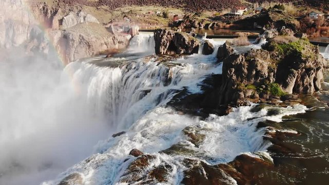 4k drone flight above the "Niagra of the west," Shoshone Falls.  The massive falls are actually taller than Niagra Falls.  Shoshone Falls on the Snake River are just outside of Twin Falls Idaho.