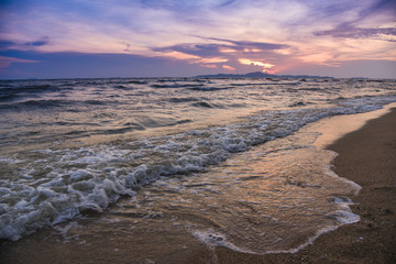Beach sunset silhouette / Beautiful islands beach sandy on the tropical sea summer