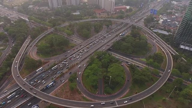 semanggi interchange, connect two biggest road in jakarta, capital cinty of indonesia