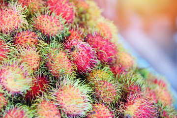 Fresh rambutan fruit for sale in the market