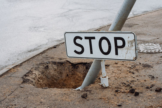 Stop sign on the ground