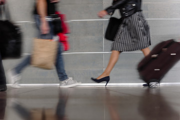 Fototapeta premium Closeup of busy people at rush hour walking on city street