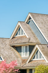 The top of the house or apartment building with nice window