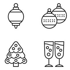 Obraz premium Christmas Vector Line Icon Set