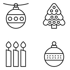 Christmas Vector Line Icon Set