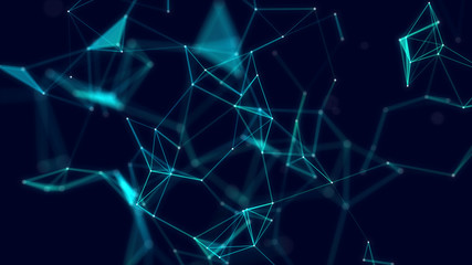 3d abstract digital technology background. Futuristic sci-fi user interface concept with gradient dots and lines. Big data, artificial intelligence, music hud. Blockchain and cryptocurrency.